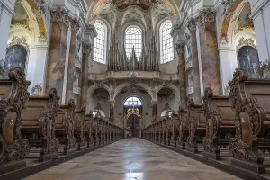 Organ loft of the baroque Basilica of St Alexander and Theodor
