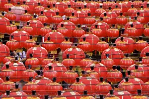 Oriental lanterns display at temple