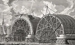 The original Blackfriars Bridge under construction in 1766