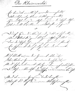 Original manuscript of the Wacht am Rhein