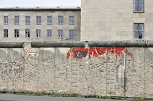 Original remains of the Berlin Wall in front of the Detlev-Rohwedder-House