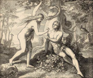 Original sin, fall of man, by Julius Schnorr von Carolsfeld