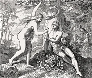 Original sin, fall of man, by Julius Schnorr von Carolsfeld