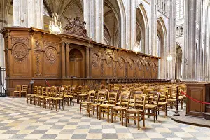 Orleans, France, October 11, 2019: Interior of the Royal cathedral of the Holy Cross in Orleans in France