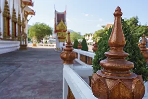 Ornate fence of Thai temple, close-up