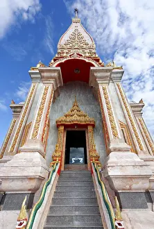 Ornate portal, stairs, Wat Chalong temple