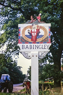 Ortsschild Babingley, Babingley, Norfolk, England, UK Juli 1970