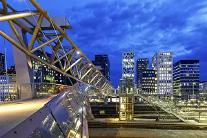 Category Scandinavia Prints: Oslo skyline modern city architecture building with bridge in Barcode District at night in Oslo