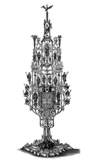 Ostensorium, reliquary, 15th century silver reliquary