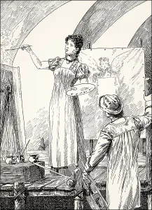 Ottilie and the architect, scene from the novel Elective Affinities