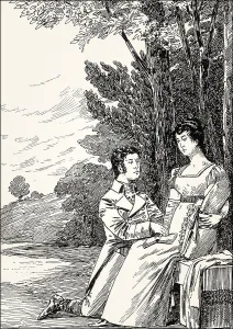 Ottilie with Eduard, scene from the novel Elective Affinities