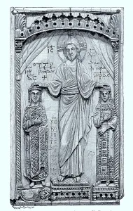 Otto II and his wife Theophano being blessed by Christ