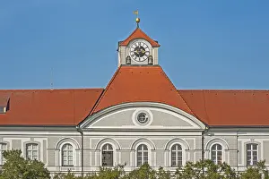Outbuilding with turret, clock and bells