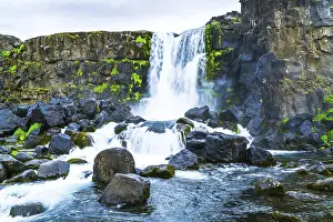 Oxararfoss waterfall at Thingvellir National park in Iceland