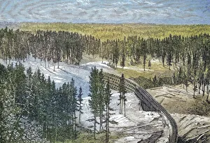 The Pacific Railroad, the long-ravin bridge