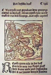 A page from the oldest Low German edition of Reinecke Vos