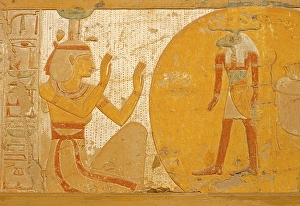 Painting above the entrance to tomb no. 8 of King Meremptak, Thebes-West, Luxor, Egypt, Africa