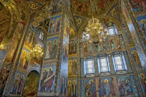 Painting and mosaic in interior of Savior on the Spilled Blood Cathedral in St