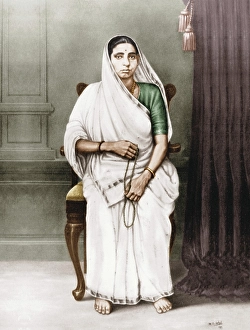 Painting of Putlibai mother of Mahatma Gandhi, India, Asia, 1870, Asia