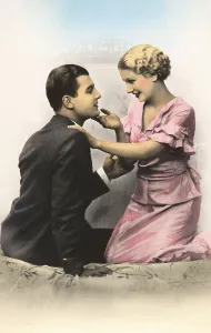 Pair, Lovers flirts, around 1920, Germany, Europe