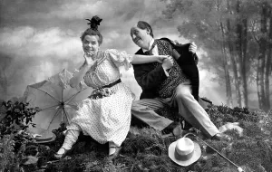 Pair, older lovers flirting, around 1910
