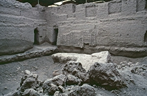 Palace district of Zimri-Lim, hall with water-giving nymph, ruins of Mari, today Tell Hariri, Syria, May 1987, vintage, retro, old, historical, Asia