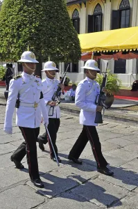 Palace guards in Wat Phra Kaeo Grand Palace (Temple of the Emerald Buddha)