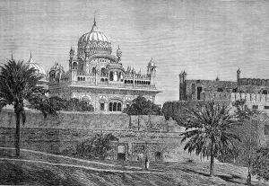Palace in Lahore, Pakistan, historical illustration