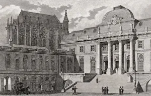 The Palais de Justice, Paris, antique steel engraved print