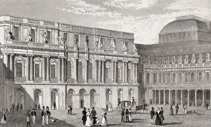 The Palais-Royal, Paris, antique steel engraved print