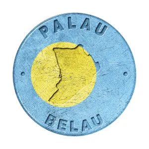 Palau Flag Button with Map, Retro Style