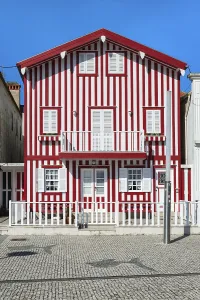 Palheiros typical houses, Costa Nova beach