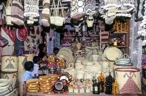A Palm leaf basket products shop at Courtalam Kutralam Kuttalam