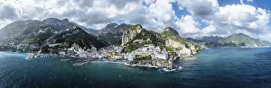 Panorama of Amalfi from a drone