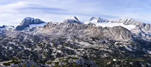 Panorama of the Dachstein mountains in autumn with some snow
