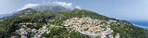 Panorama of Dhermi from a drone