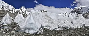 Panorama of glacier at Himalayas mountain range in Nepal