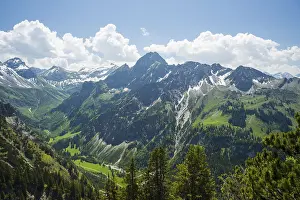 Category Mountain Landscapes Prints: Panorama from the gliding path into the rear Oytal and to Hoefats