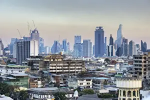 Category Buddhism Prints: Panorama from Golden Mount, skyline of Bangkok
