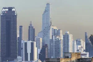 Panorama from Golden Mount, skyline of Bangkok