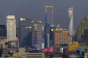 Panorama from Golden Mount, skyline of Bangkok