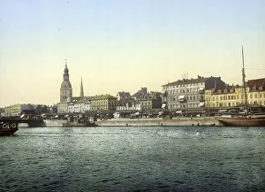 Panorama at the harbour, Riga, formerly Russia