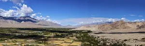 Panorama of Indus valley in Himalayas from Thiksey gompa