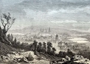 Panorama of Kaunas, Lithuania, 19th century