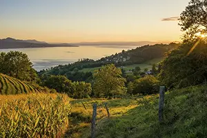 Panorama, Lake and mountains, Tour-de-Gourze