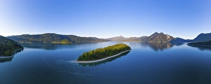Category Mountain Landscapes Prints: Panorama from Lake Walchensee, Sassau Island