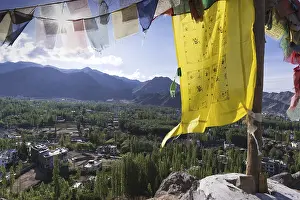 Category Mountain Landscapes Prints: Panorama over Leh and the Indus Valley to the Indian Himalayas