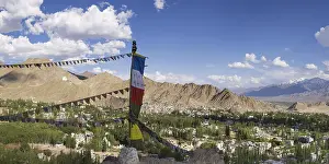 Panorama over Leh and the Namgyal Tsemo Gompa monastery on Tsenmo Hill