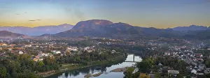 Panorama over Luang Prabang with Nam Khan River and Wat Phol Pao in the background