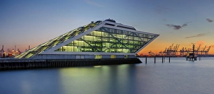 Panorama, modern office building Dockland on the Elbe
